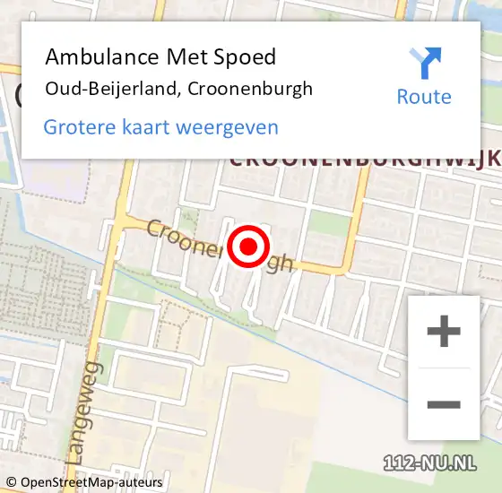 Locatie op kaart van de 112 melding: Ambulance Met Spoed Naar Oud-Beijerland, Croonenburgh op 18 december 2023 19:11