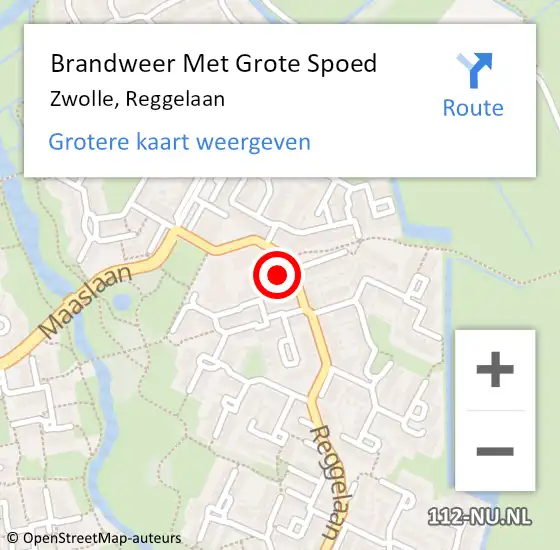 Locatie op kaart van de 112 melding: Brandweer Met Grote Spoed Naar Zwolle, Reggelaan op 18 september 2014 22:36