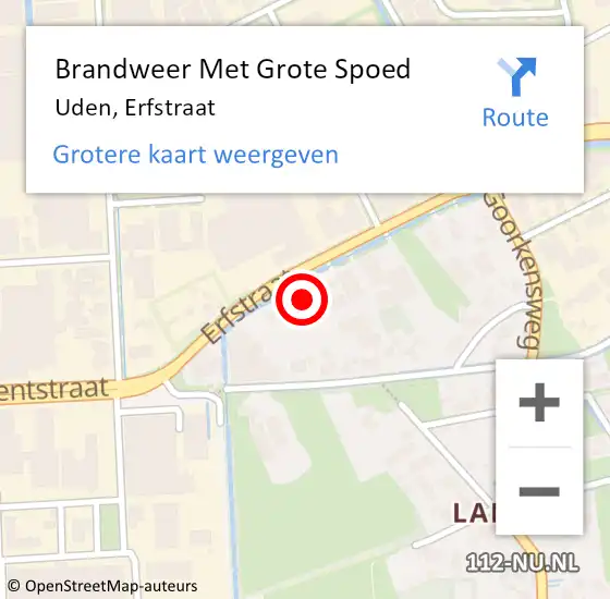 Locatie op kaart van de 112 melding: Brandweer Met Grote Spoed Naar Uden, Erfstraat op 18 december 2023 19:18