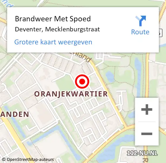 Locatie op kaart van de 112 melding: Brandweer Met Spoed Naar Deventer, Mecklenburgstraat op 18 december 2023 19:50