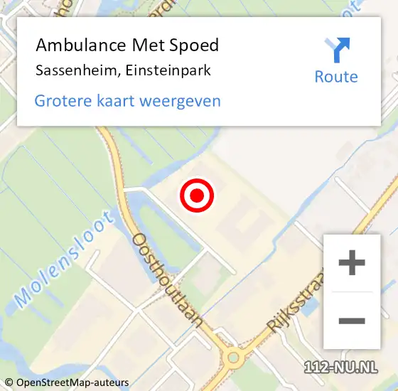 Locatie op kaart van de 112 melding: Ambulance Met Spoed Naar Sassenheim, Einsteinpark op 18 december 2023 19:59