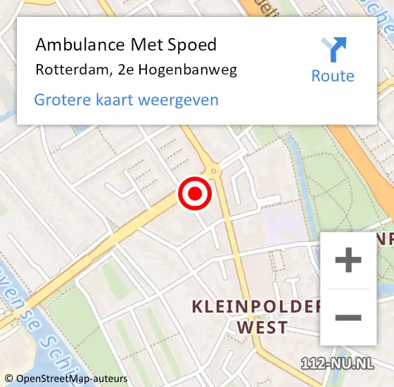 Locatie op kaart van de 112 melding: Ambulance Met Spoed Naar Rotterdam, 2e Hogenbanweg op 18 december 2023 20:05