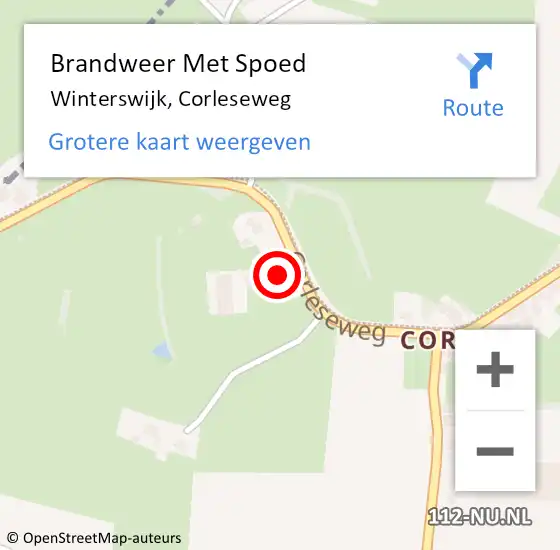 Locatie op kaart van de 112 melding: Brandweer Met Spoed Naar Winterswijk, Corleseweg op 18 december 2023 20:09