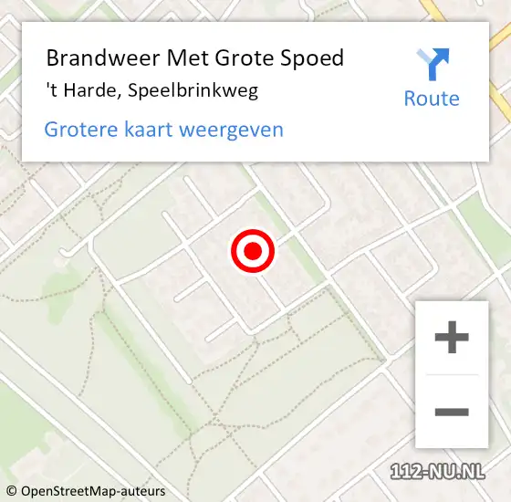 Locatie op kaart van de 112 melding: Brandweer Met Grote Spoed Naar 't Harde, Speelbrinkweg op 18 december 2023 20:10