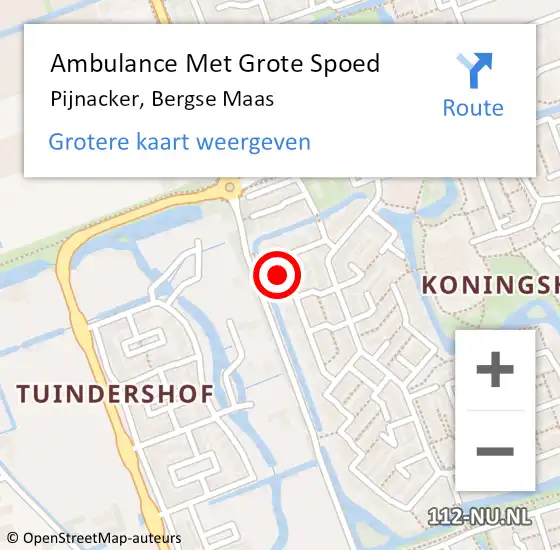 Locatie op kaart van de 112 melding: Ambulance Met Grote Spoed Naar Pijnacker, Bergse Maas op 18 december 2023 20:12