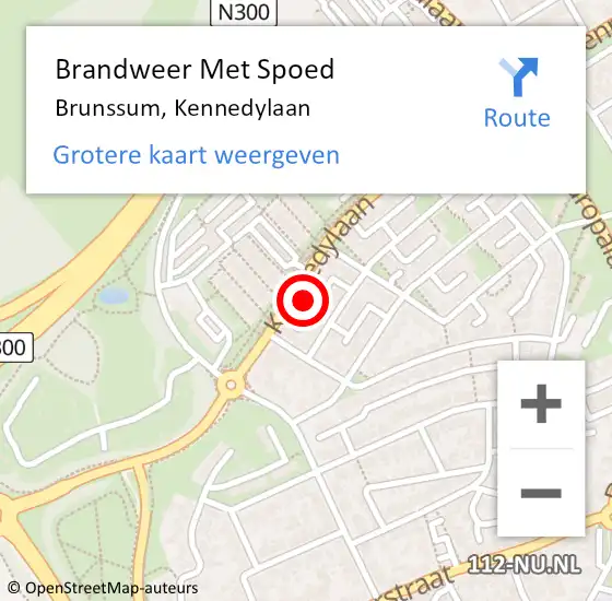 Locatie op kaart van de 112 melding: Brandweer Met Spoed Naar Brunssum, Kennedylaan op 18 december 2023 20:30