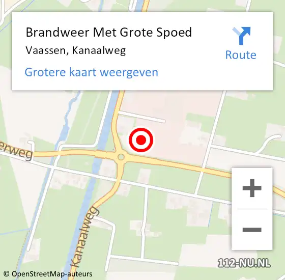 Locatie op kaart van de 112 melding: Brandweer Met Grote Spoed Naar Vaassen, Kanaalweg op 18 december 2023 21:05