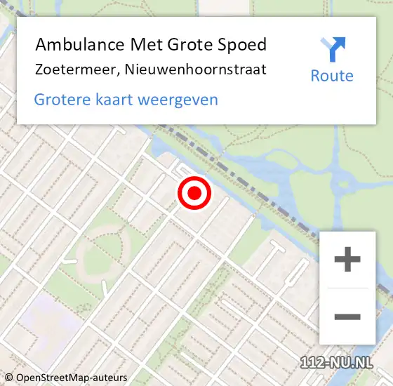 Locatie op kaart van de 112 melding: Ambulance Met Grote Spoed Naar Zoetermeer, Nieuwenhoornstraat op 18 december 2023 21:23