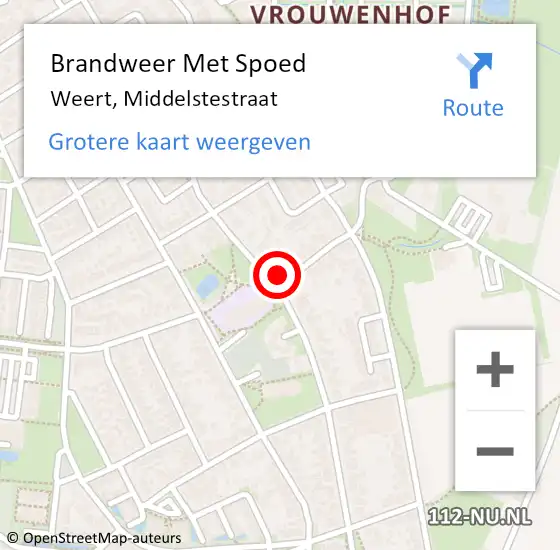 Locatie op kaart van de 112 melding: Brandweer Met Spoed Naar Weert, Middelstestraat op 18 december 2023 21:48