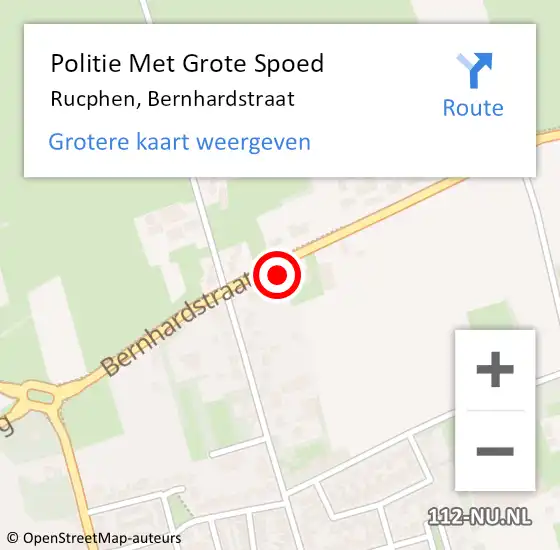 Locatie op kaart van de 112 melding: Politie Met Grote Spoed Naar Rucphen, Bernhardstraat op 18 december 2023 23:07