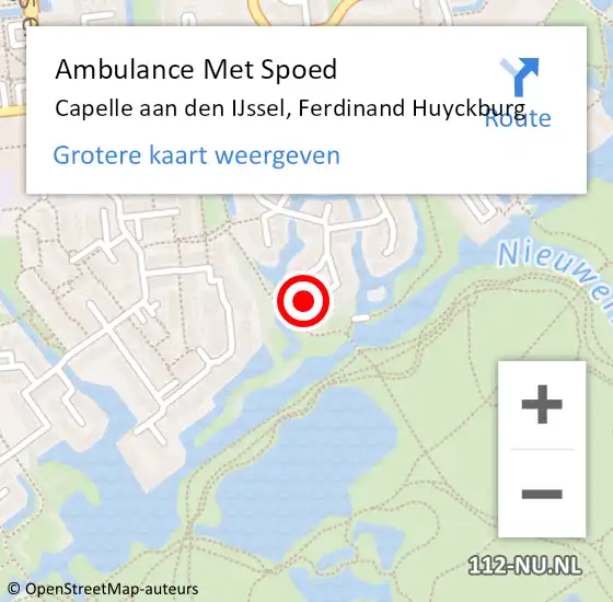 Locatie op kaart van de 112 melding: Ambulance Met Spoed Naar Capelle aan den IJssel, Ferdinand Huyckburg op 18 december 2023 23:24