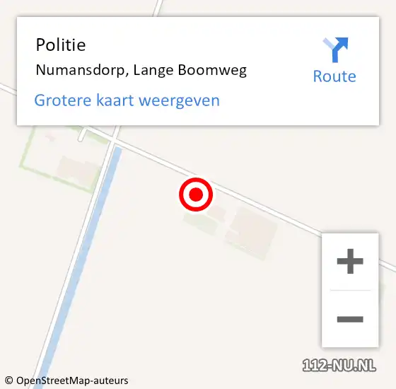 Locatie op kaart van de 112 melding: Politie Numansdorp, Lange Boomweg op 19 december 2023 00:19