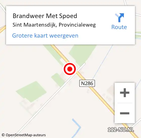 Locatie op kaart van de 112 melding: Brandweer Met Spoed Naar Sint Maartensdijk, Provincialeweg op 19 december 2023 00:49