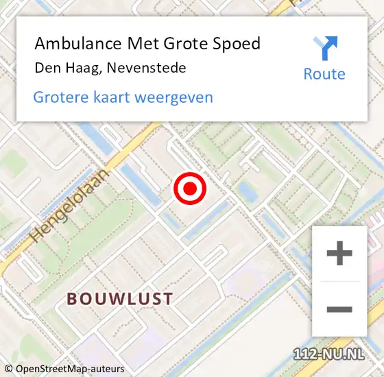 Locatie op kaart van de 112 melding: Ambulance Met Grote Spoed Naar Den Haag, Nevenstede op 19 december 2023 01:00