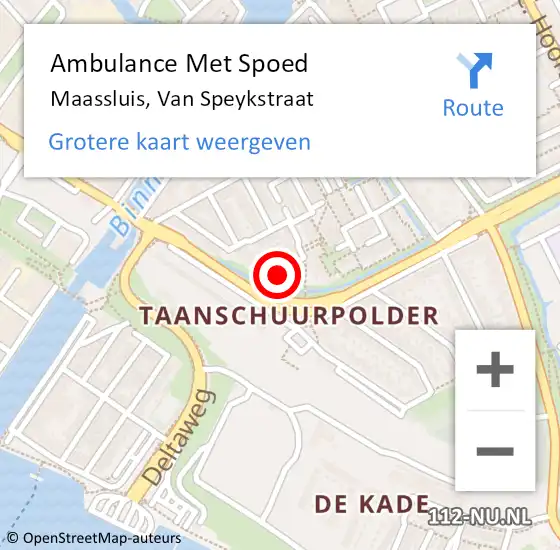 Locatie op kaart van de 112 melding: Ambulance Met Spoed Naar Maassluis, Van Speykstraat op 19 december 2023 02:18