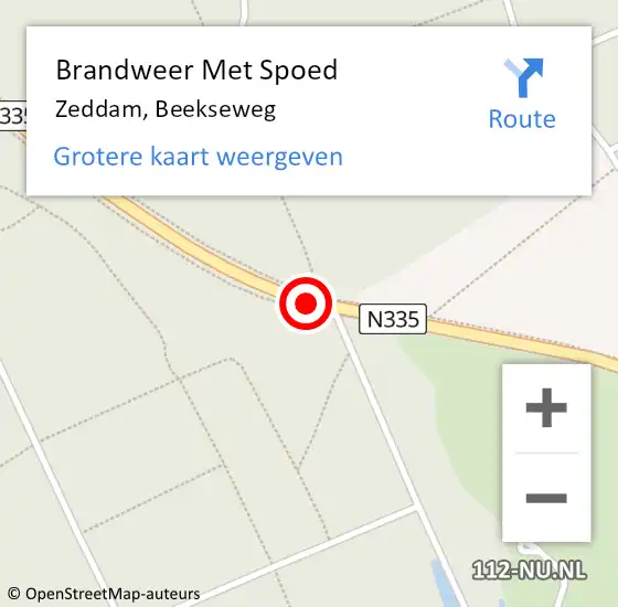 Locatie op kaart van de 112 melding: Brandweer Met Spoed Naar Zeddam, Beekseweg op 18 september 2014 23:44