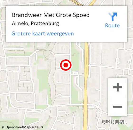 Locatie op kaart van de 112 melding: Brandweer Met Grote Spoed Naar Almelo, Prattenburg op 19 december 2023 03:02