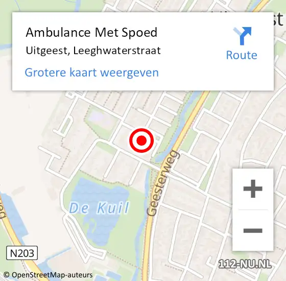 Locatie op kaart van de 112 melding: Ambulance Met Spoed Naar Uitgeest, Leeghwaterstraat op 19 december 2023 03:07