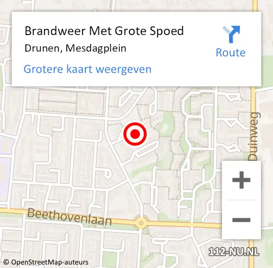 Locatie op kaart van de 112 melding: Brandweer Met Grote Spoed Naar Drunen, Mesdagplein op 19 december 2023 03:33