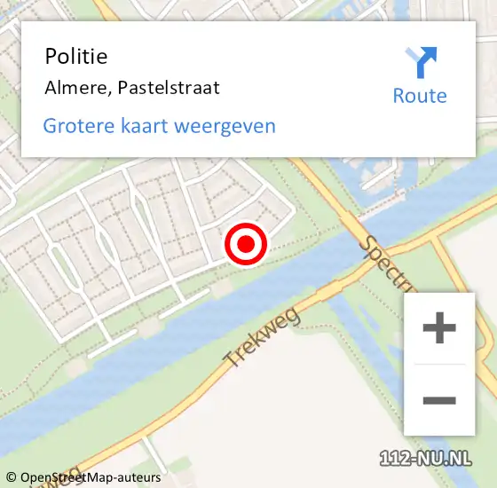 Locatie op kaart van de 112 melding: Politie Almere, Pastelstraat op 19 december 2023 05:02