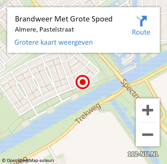 Locatie op kaart van de 112 melding: Brandweer Met Grote Spoed Naar Almere, Pastelstraat op 19 december 2023 05:02