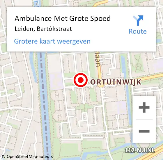 Locatie op kaart van de 112 melding: Ambulance Met Grote Spoed Naar Leiden, Bartókstraat op 19 december 2023 05:27