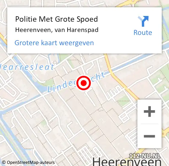 Locatie op kaart van de 112 melding: Politie Met Grote Spoed Naar Heerenveen, van Harenspad op 19 december 2023 05:27
