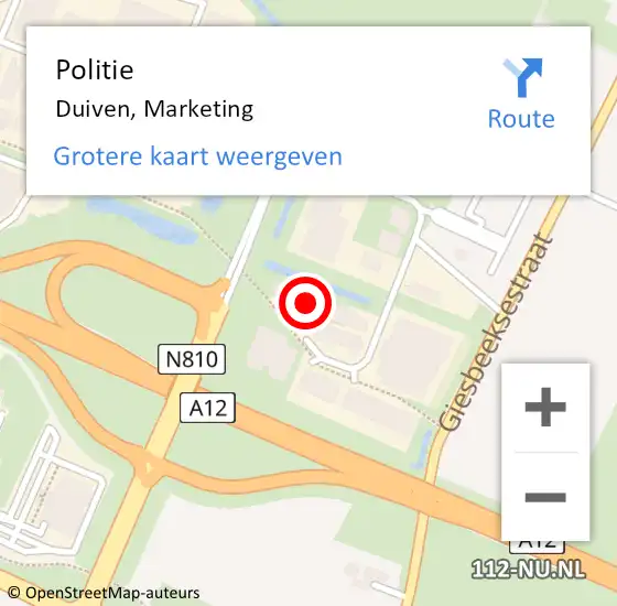Locatie op kaart van de 112 melding: Politie Duiven, Marketing op 19 december 2023 05:31