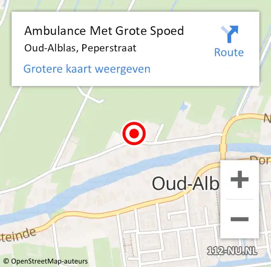 Locatie op kaart van de 112 melding: Ambulance Met Grote Spoed Naar Oud-Alblas, Peperstraat op 19 december 2023 06:28