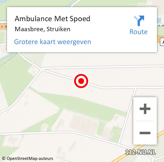 Locatie op kaart van de 112 melding: Ambulance Met Spoed Naar Maasbree, Struiken op 19 september 2014 00:03