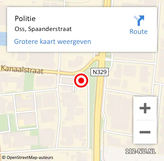 Locatie op kaart van de 112 melding: Politie Oss, Spaanderstraat op 19 december 2023 07:17