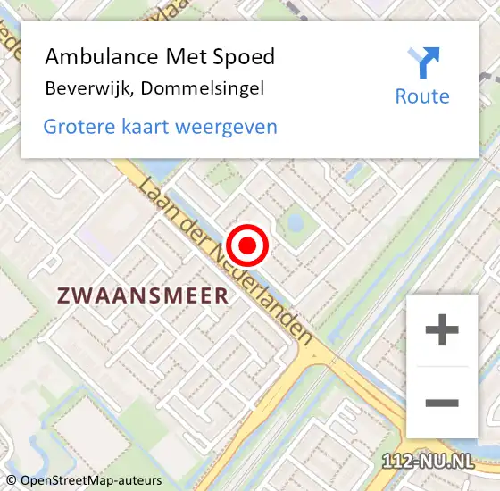 Locatie op kaart van de 112 melding: Ambulance Met Spoed Naar Beverwijk, Dommelsingel op 19 december 2023 07:18