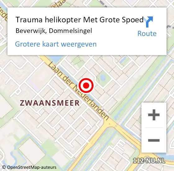 Locatie op kaart van de 112 melding: Trauma helikopter Met Grote Spoed Naar Beverwijk, Dommelsingel op 19 december 2023 07:22