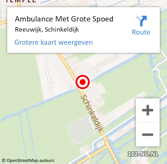Locatie op kaart van de 112 melding: Ambulance Met Grote Spoed Naar Reeuwijk, Schinkeldijk op 19 december 2023 07:33