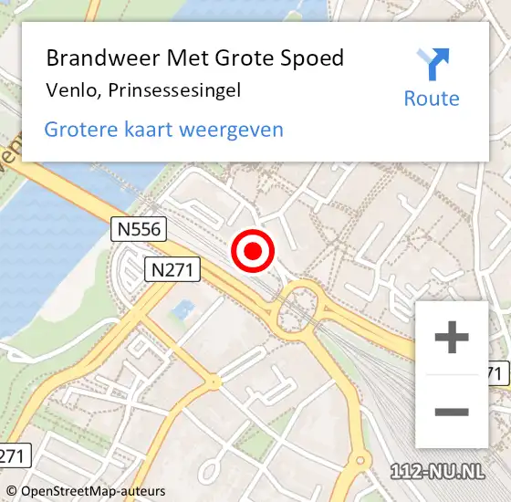 Locatie op kaart van de 112 melding: Brandweer Met Grote Spoed Naar Venlo, Prinsessesingel op 19 december 2023 08:00