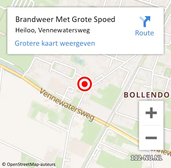 Locatie op kaart van de 112 melding: Brandweer Met Grote Spoed Naar Heiloo, Vennewatersweg op 19 december 2023 08:16