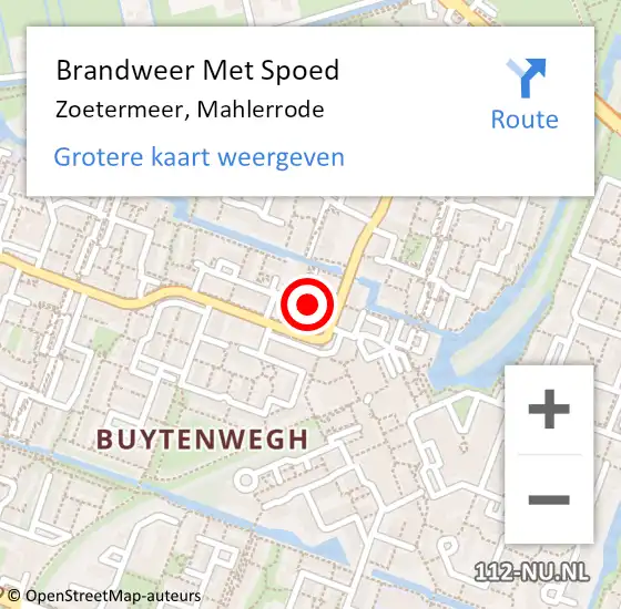 Locatie op kaart van de 112 melding: Brandweer Met Spoed Naar Zoetermeer, Mahlerrode op 19 december 2023 08:18