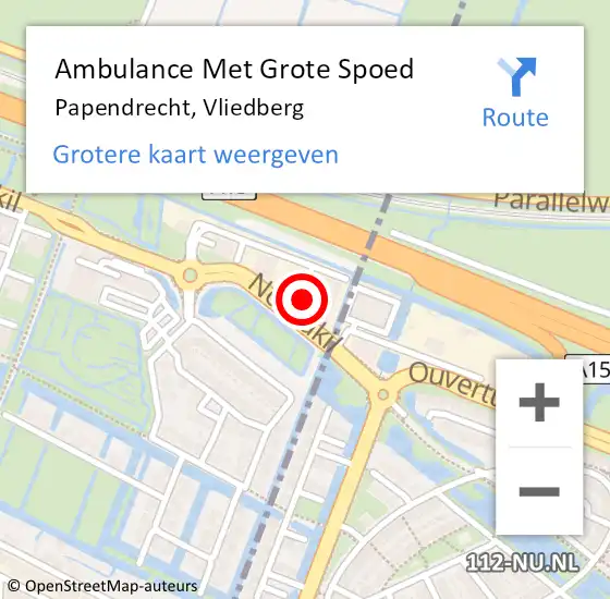 Locatie op kaart van de 112 melding: Ambulance Met Grote Spoed Naar Papendrecht, Vliedberg op 19 december 2023 08:25