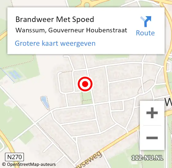 Locatie op kaart van de 112 melding: Brandweer Met Spoed Naar Wanssum, Gouverneur Houbenstraat op 19 december 2023 08:25