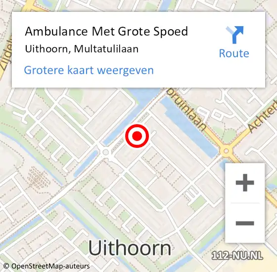 Locatie op kaart van de 112 melding: Ambulance Met Grote Spoed Naar Uithoorn, Multatulilaan op 19 december 2023 08:28