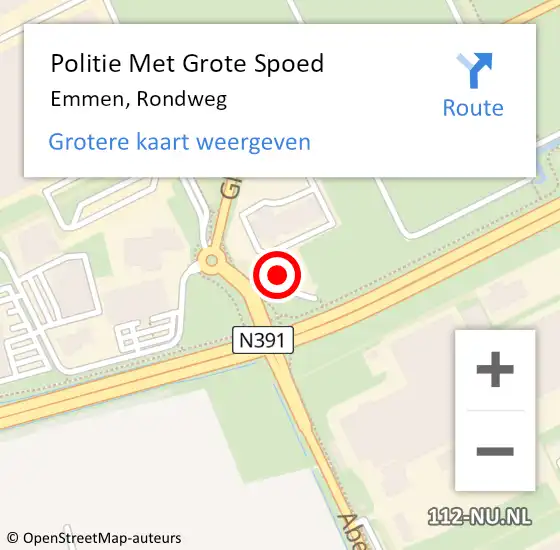 Locatie op kaart van de 112 melding: Politie Met Grote Spoed Naar Emmen, Rondweg op 19 december 2023 08:32