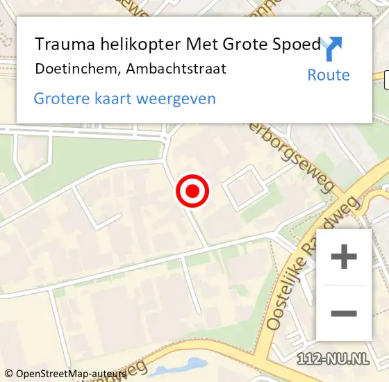 Locatie op kaart van de 112 melding: Trauma helikopter Met Grote Spoed Naar Doetinchem, Ambachtstraat op 19 december 2023 08:33