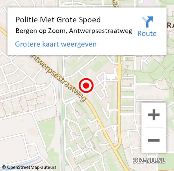 Locatie op kaart van de 112 melding: Politie Met Grote Spoed Naar Bergen op Zoom, Antwerpsestraatweg op 19 december 2023 08:33