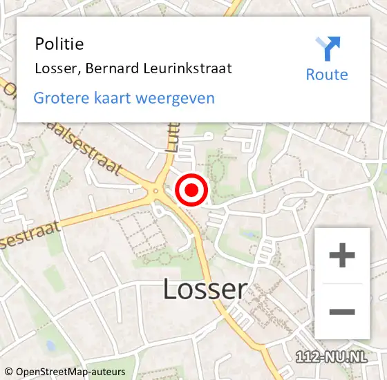 Locatie op kaart van de 112 melding: Politie Losser, Bernard Leurinkstraat op 19 december 2023 08:52