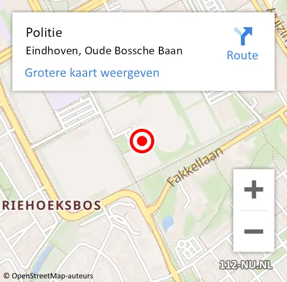 Locatie op kaart van de 112 melding: Politie Eindhoven, Oude Bossche Baan op 19 december 2023 09:29