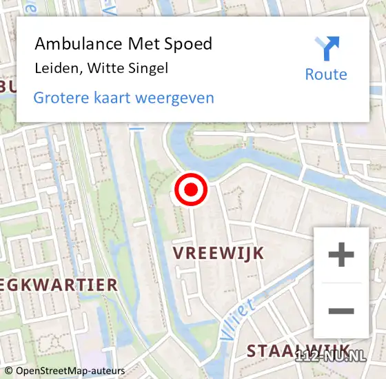 Locatie op kaart van de 112 melding: Ambulance Met Spoed Naar Leiden, Witte Singel op 19 december 2023 09:41