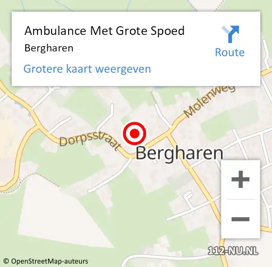 Locatie op kaart van de 112 melding: Ambulance Met Grote Spoed Naar Bergharen op 19 december 2023 09:48