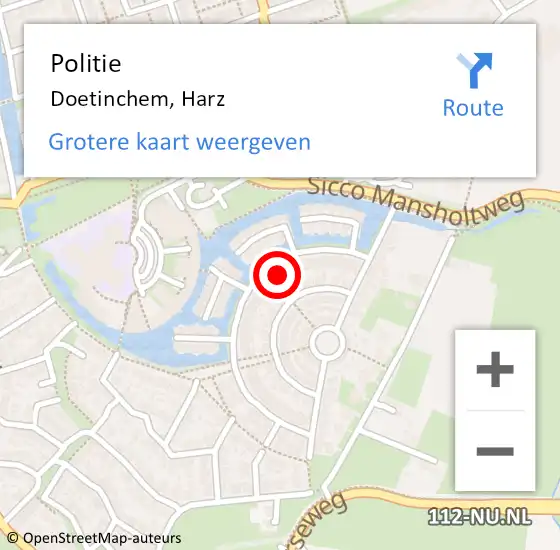 Locatie op kaart van de 112 melding: Politie Doetinchem, Harz op 19 december 2023 09:55