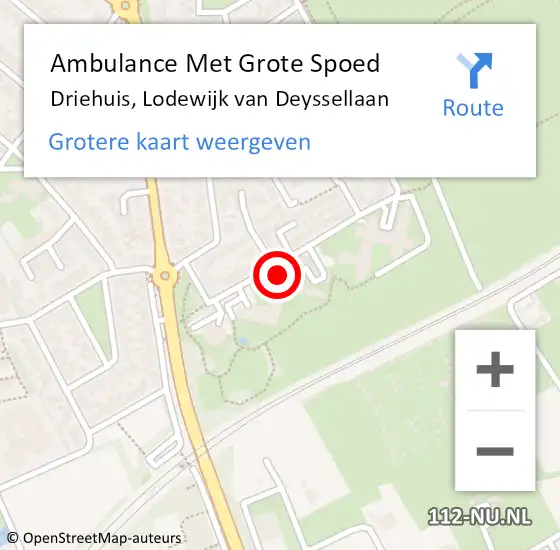 Locatie op kaart van de 112 melding: Ambulance Met Grote Spoed Naar Driehuis, Lodewijk van Deyssellaan op 19 december 2023 10:05