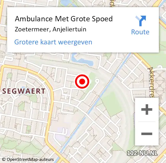 Locatie op kaart van de 112 melding: Ambulance Met Grote Spoed Naar Zoetermeer, Anjeliertuin op 19 december 2023 10:41